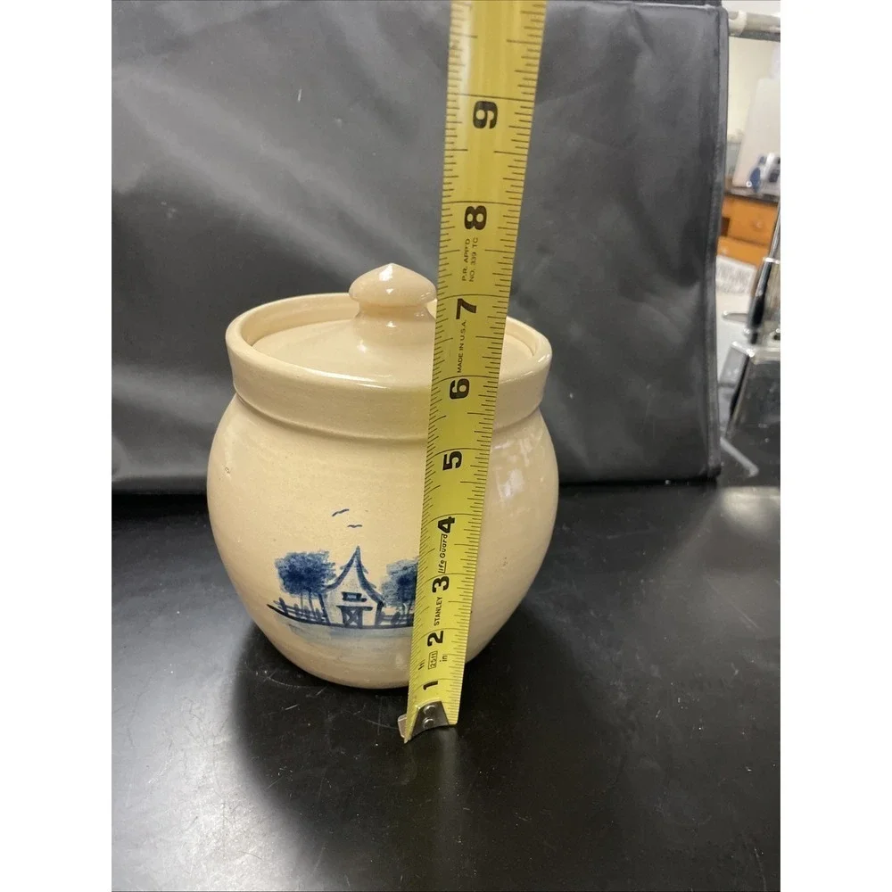 Vintage Paul Storie‎ Pottery Crock w/Lid - Marshall TX-Blue Barn